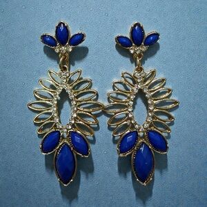 Elegant Blue and Gold Earrings